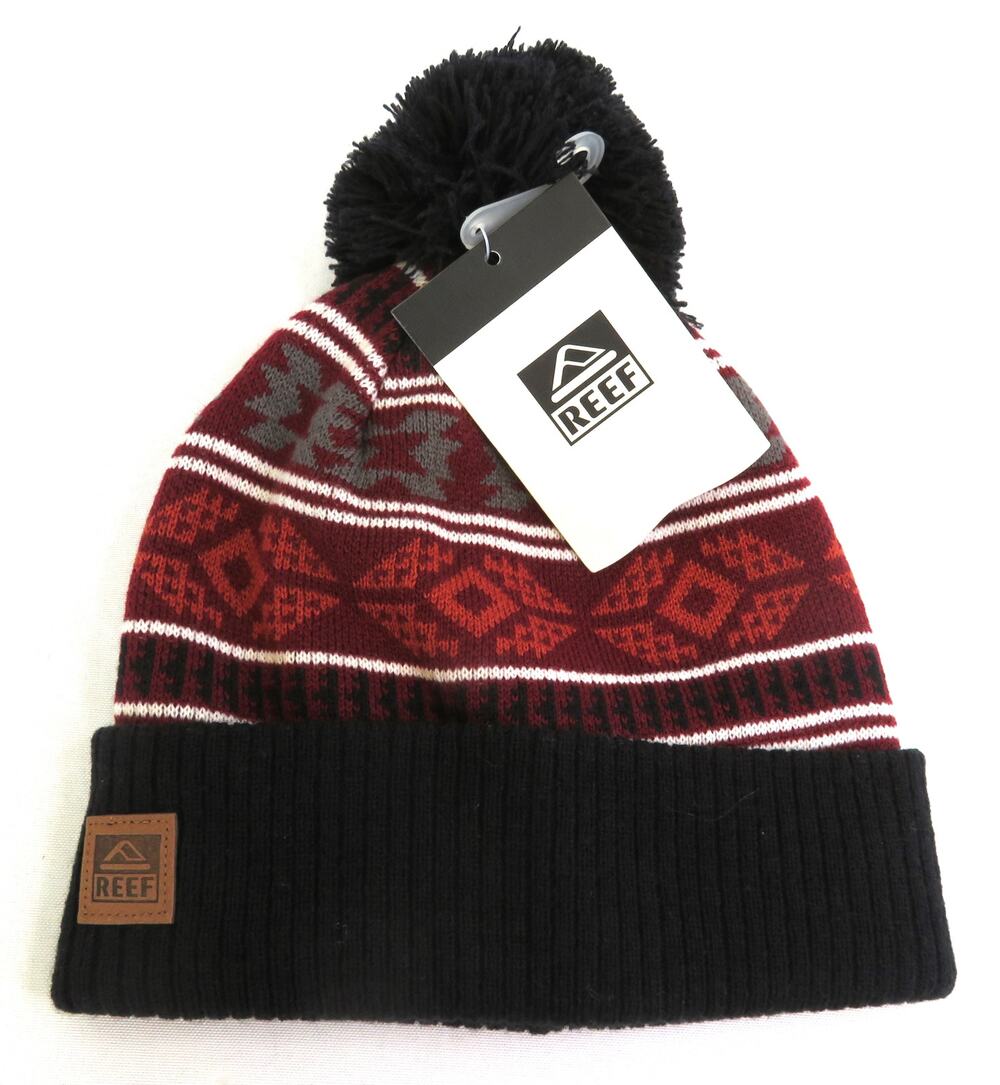 New REEF Jimmy Cuff Jacquard Beanie Unisex One Size